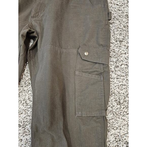 Carhartt Pants Double Knee Cargo Carpenter Relaxed Fit Ripstop Men 42X30 Brown - Picture 3 of 9